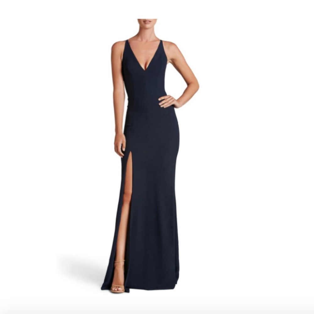 DRESS THE POPULATION - Iris Slit Crepe Gown
